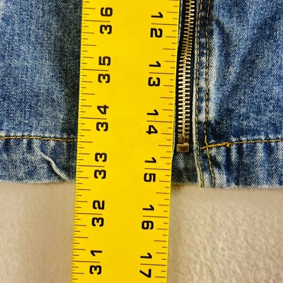 Revolt Skirt Women's Size 3 Front Full Exposed Zip Denim Jean Front Pocket Vtg - Picture 7 of 7